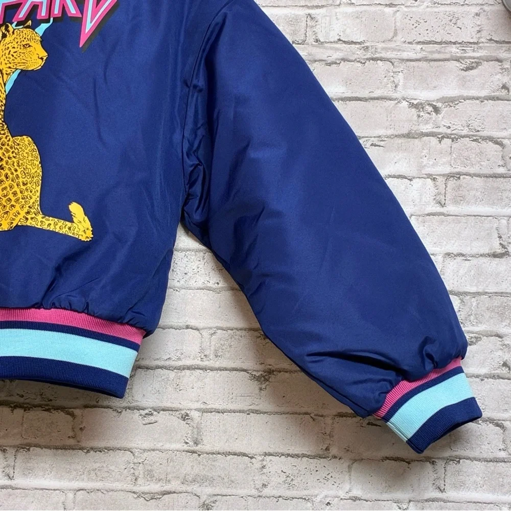 DEF LEPPARD GIRLS Size 6/6X Bomber Biker Jacket Blue Pink NWT NEW